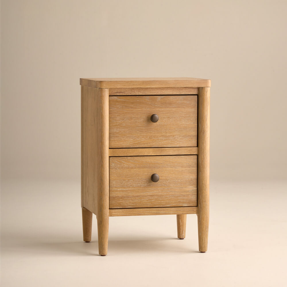 Adina 2 Drawer Bedside, Weathered Oak